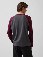 Gap Grey/Burgundy Heavyweight Relaxed Long Sleeve T-Shirt - Image 2 of 4