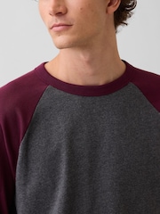Gap Grey/Burgundy Heavyweight Relaxed Long Sleeve T-Shirt - Image 4 of 4