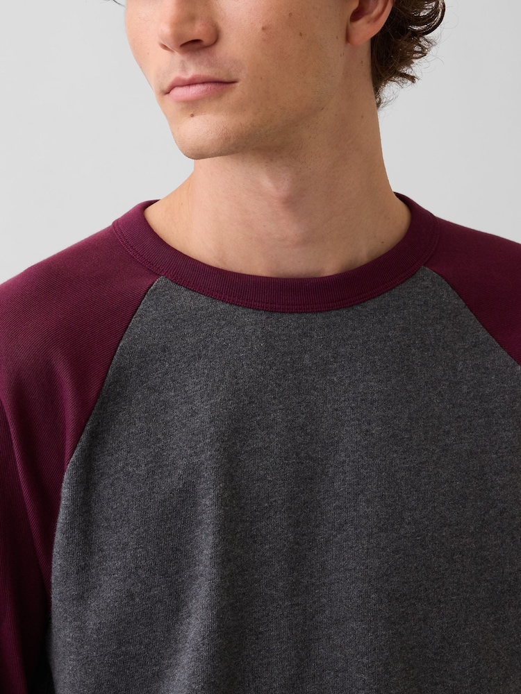 Gap Grey/Burgundy Heavyweight Relaxed Long Sleeve T-Shirt - Image 4 of 4 Gap Grey/Burgundy Heavyweight Relaxed Long Sleeve T-Shirt - Image 4 of 4