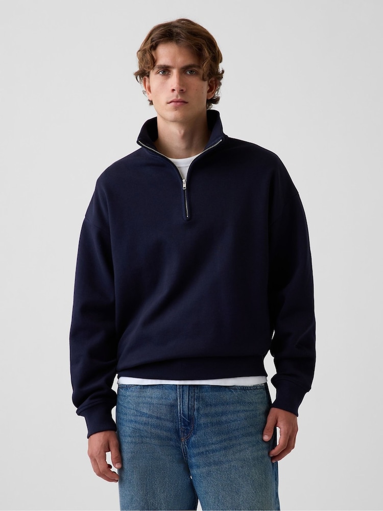 Jūras spēki - Gap Heavyweight Oversized ceturtdaļas rāvējslēdzēja pulovers džemperis - Attēls 1 no 3 Jūras spēki - Gap Heavyweight Oversized ceturtdaļas rāvējslēdzēja pulovers džemperis - Attēls 1 no 3