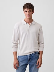 Gap Light Grey Relaxed Polo Jumper - Image 1 of 4