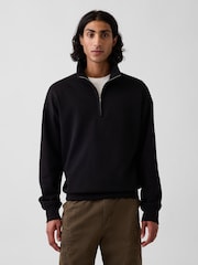 Gap Black Heavyweight Oversized Quarter-Zip Pullover Sweatshirt - Image 1 of 4
