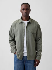 Haki zaļa - Gap Boxy Fit Twill Shirt - Attēls 1 no 2