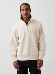 Cream - Gap Heavyweight Oversized ceturtdaļas rāvējslēdzēja pulovers džemperis - Attēls 1 no 2