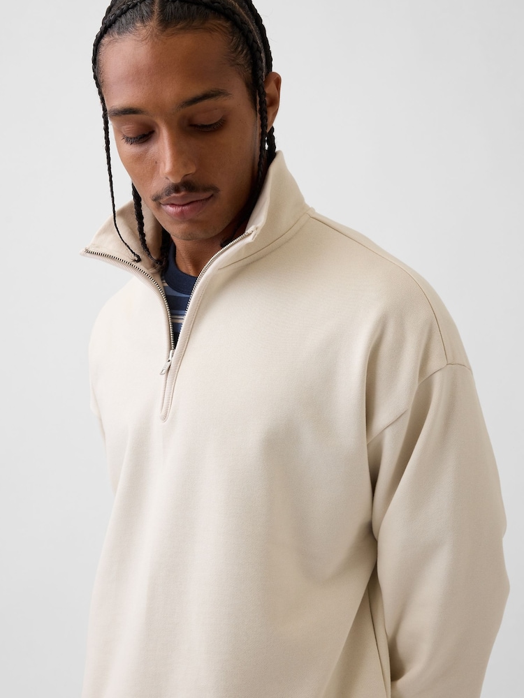 Cream - Gap Heavyweight Oversized ceturtdaļas rāvējslēdzēja pulovers džemperis - Attēls 2 no 2
