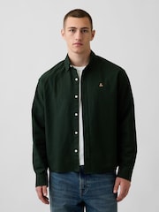 Gap Green Relaxed Boxy Straight-Hem Oxford Shirt - Image 1 of 4