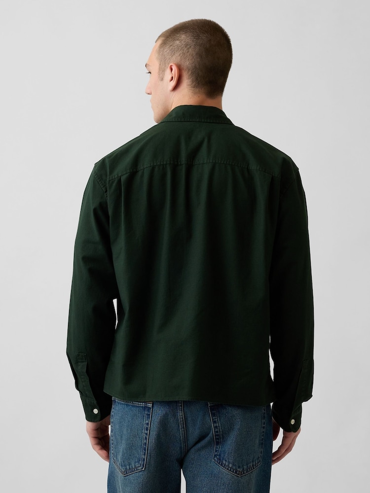 Gap Green Relaxed Boxy Straight-Hem Oxford Shirt - Image 2 of 4 Gap Green Relaxed Boxy Straight-Hem Oxford Shirt - Image 2 of 4