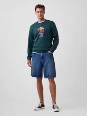 Gap Green Brannan Bear Logo Crew Neck Sweatshirt - Image 3 of 4