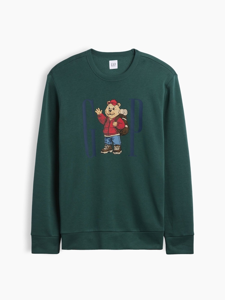 Gap Green Brannan Bear Logo Crew Neck Sweatshirt - Image 4 of 4