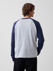 Gap Grey/Blue Heavyweight Relaxed Long Sleeve T-Shirt - Image 2 of 4