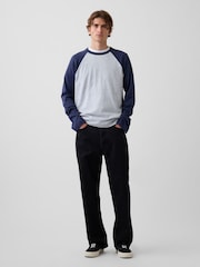 Gap Grey/Blue Heavyweight Relaxed Long Sleeve T-Shirt - Image 3 of 4