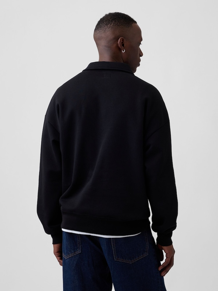 Gap Black Oversized Logo Quarter-Zip Sweatshirt - Image 2 of 4 Gap Black Oversized Logo Quarter-Zip Sweatshirt - Image 2 of 4