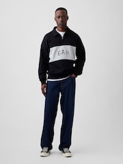 Gap Black Oversized Logo Quarter-Zip Sweatshirt - Image 3 of 4