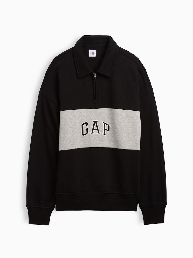 Gap Black Oversized Logo Quarter-Zip Sweatshirt - Image 4 of 4 Gap Black Oversized Logo Quarter-Zip Sweatshirt - Image 4 of 4