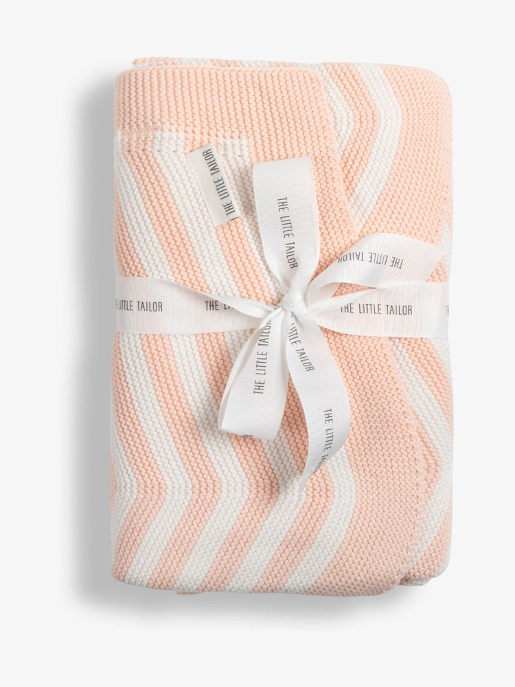 The Little Tailor Baby Chevron Design 100% Cotton Knitted Shawl - Image 1 of 6