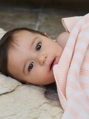 The Little Tailor Baby Chevron Design 100% Cotton Knitted Shawl - Image 6 of 6