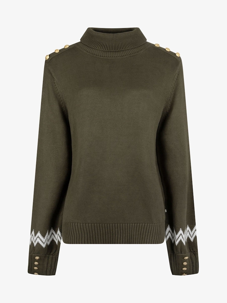 Groen - The Little Tailor Luxe gebreide kersttrui met knoopsluiting - Image 3 of 6