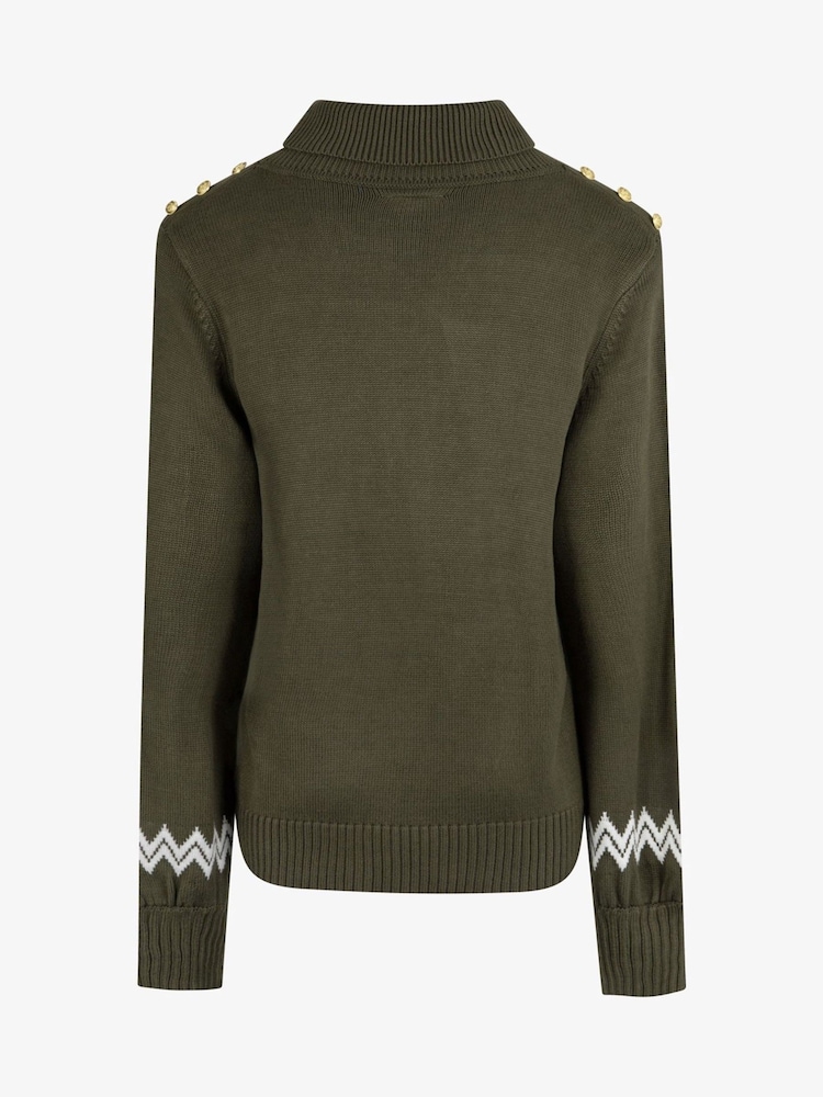 Groen - The Little Tailor Luxe gebreide kersttrui met knoopsluiting - Image 4 of 6