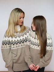 The Little Tailor Relaxed Fit Diamond Pattern Knitted Christmas Jumper - Image 3 of 3