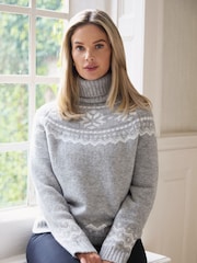 The Little Tailor Snowflake Funnel Neck Chunky Christmas Jumper - Image 1 of 5