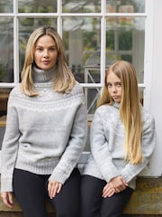 The Little Tailor Snowflake Funnel Neck Chunky Christmas Jumper - Image 2 of 5