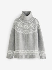 The Little Tailor Snowflake Funnel Neck Chunky Christmas Jumper - Image 3 of 5