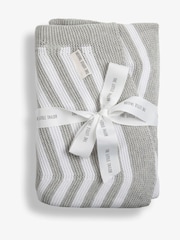 The Little Tailor Baby Chevron Design 100% Cotton Knitted Shawl - Image 1 of 7
