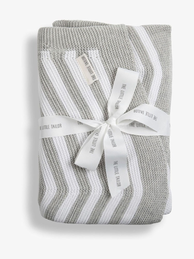 The Little Tailor Baby Chevron Design 100% Cotton Knitted Shawl - Image 1 of 7