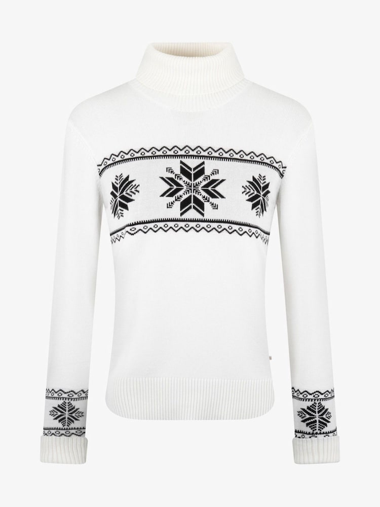 Crème - The Little Tailor Flocon de neige Coupe ajustée Noël Pull - Image 5 of 8