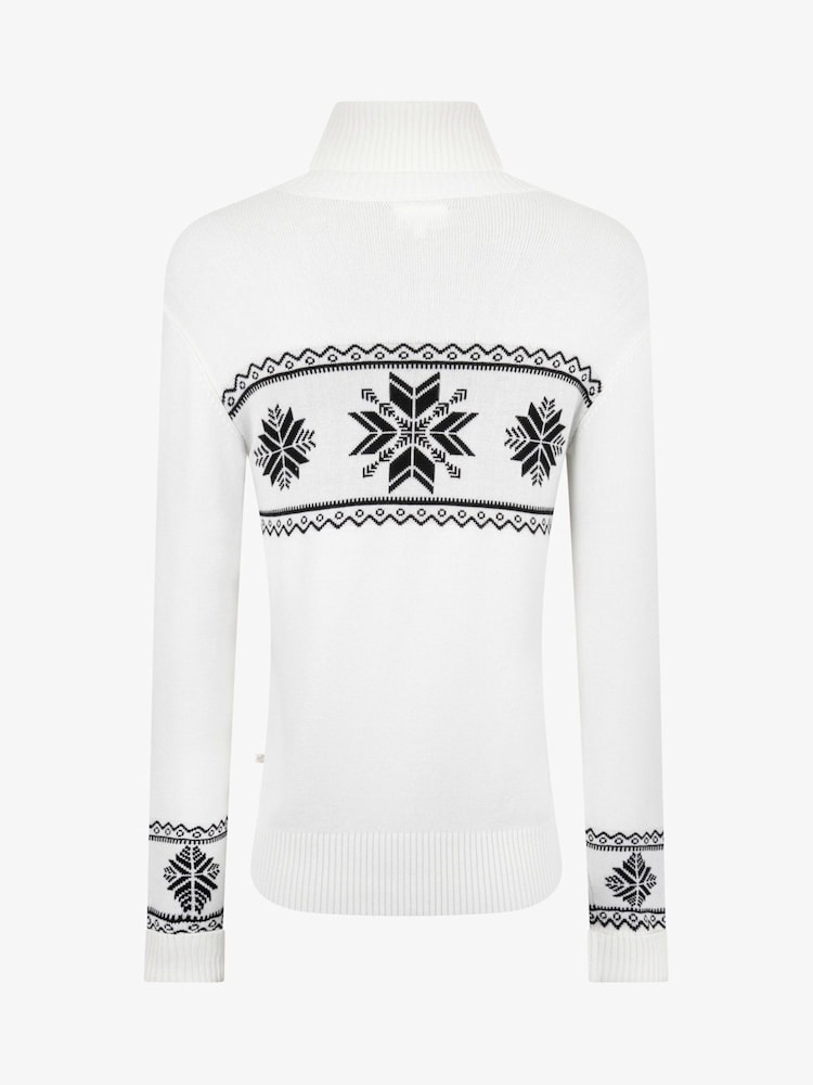 Crème - The Little Tailor Flocon de neige Coupe ajustée Noël Pull - Image 6 of 8