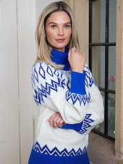 The Little Tailor Relaxed Fit Diamond Pattern Knitted Christmas Jumper - Image 2 of 3