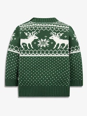 The Little Tailor Baby Christmas 100% Cotton Reindeer Fairisle Pattern Jumper - Image 2 of 3