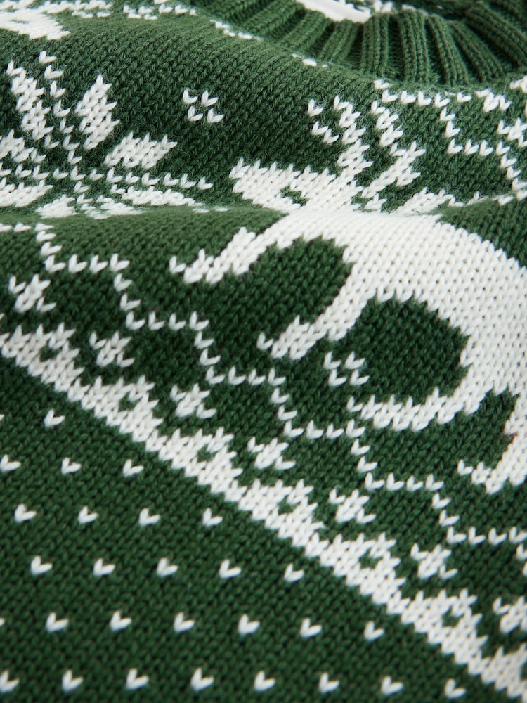 The Little Tailor Green Christmas Reindeer Fairisle Jumper - Image 4 of 4 The Little Tailor Green Christmas Reindeer Fairisle Jumper - Image 4 of 4
