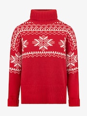 The Little Tailor Snowflake Chunky Knit Slouch Christmas Jumper - Image 2 of 5