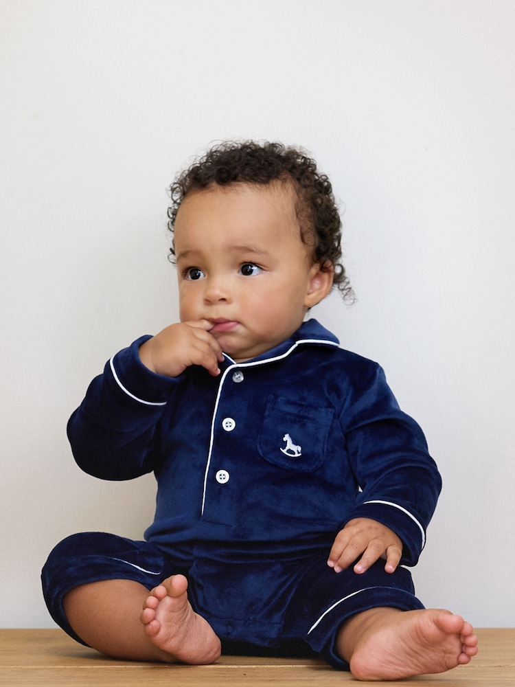 The Little Tailor Baby Luxury Soft Touch Velour Christmas Onsie Rompersuit - Image 2 of 7