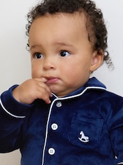 The Little Tailor Baby Luxury Soft Touch Velour Christmas Onsie Rompersuit - Image 3 of 7