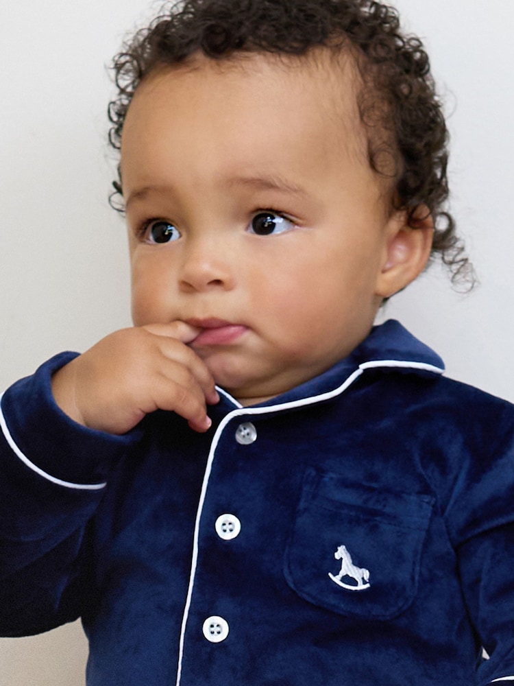 The Little Tailor Baby Luxury Soft Touch Velour Christmas Onsie Rompersuit - Image 3 of 7