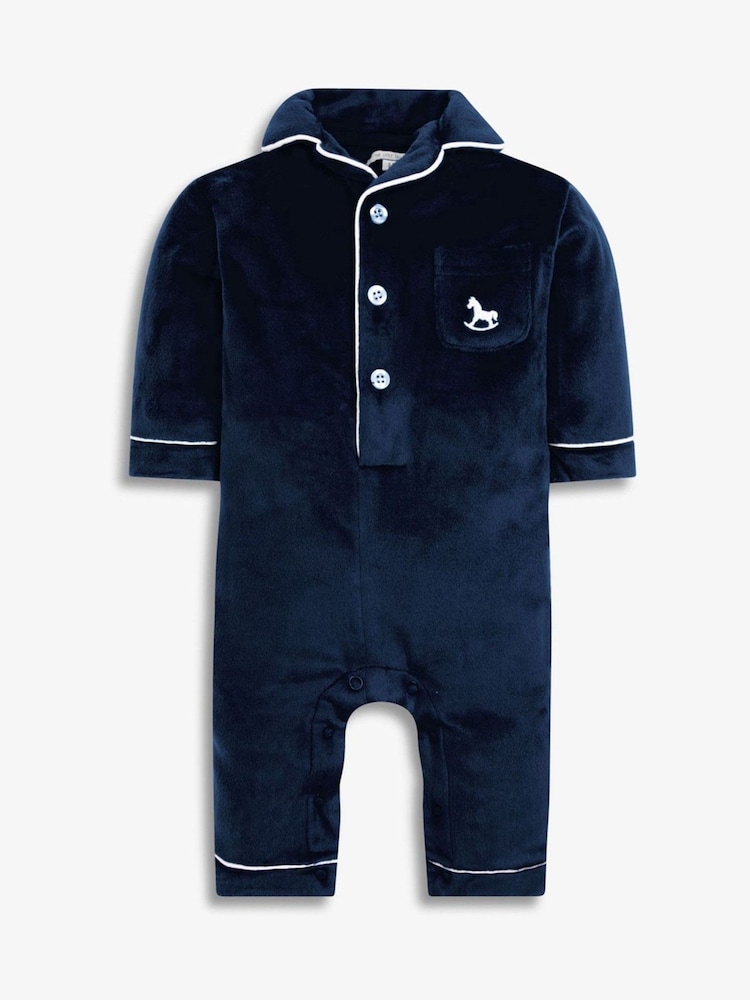 The Little Tailor Baby Luxury Soft Touch Velour Christmas Onsie Rompersuit - Image 4 of 7