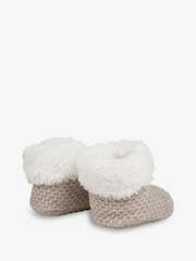 Bež - The Little Tailor dojenček Natural Knitted Plush Lined copatki za dojenčke - Slika 2 iz 3