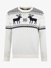 The Little Tailor Mens Christmas 100% Cotton Reindeer Fairisle Pattern Jumper - Image 4 of 7