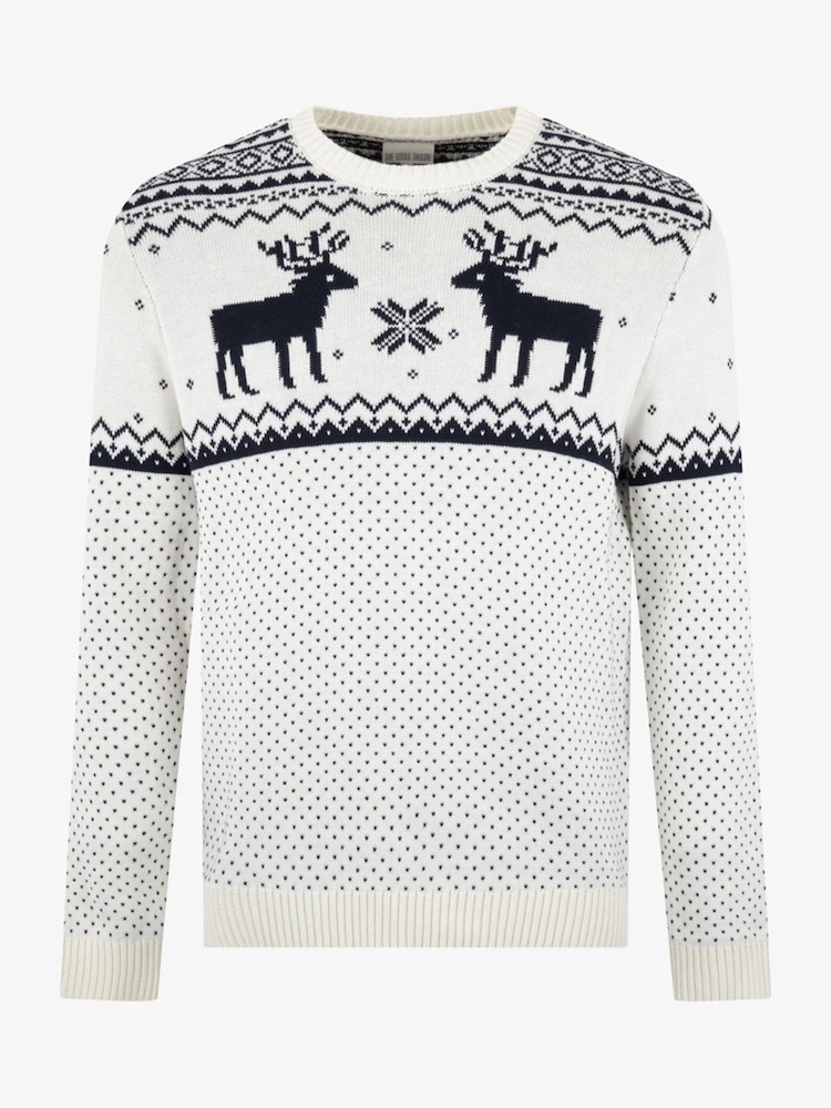 The Little Tailor Mens Christmas 100% Cotton Reindeer Fairisle Pattern Jumper - Image 4 of 7
