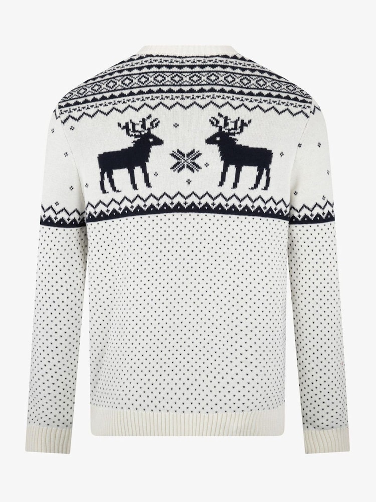 The Little Tailor Mens Christmas 100% Cotton Reindeer Fairisle Pattern Jumper - Image 5 of 7