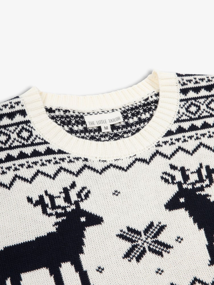 The Little Tailor Mens Christmas 100% Cotton Reindeer Fairisle Pattern Jumper - Image 6 of 7