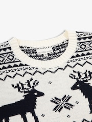 The Little Tailor Cream Christmas Reindeer Fairisle Pattern Jumper - Image 8 of 9