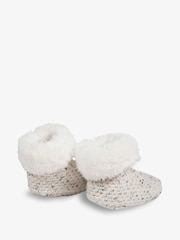 Naravni - The Little Tailor dojenček Natural Knitted Plush Lined copatki za dojenčke - Slika 2 iz 4