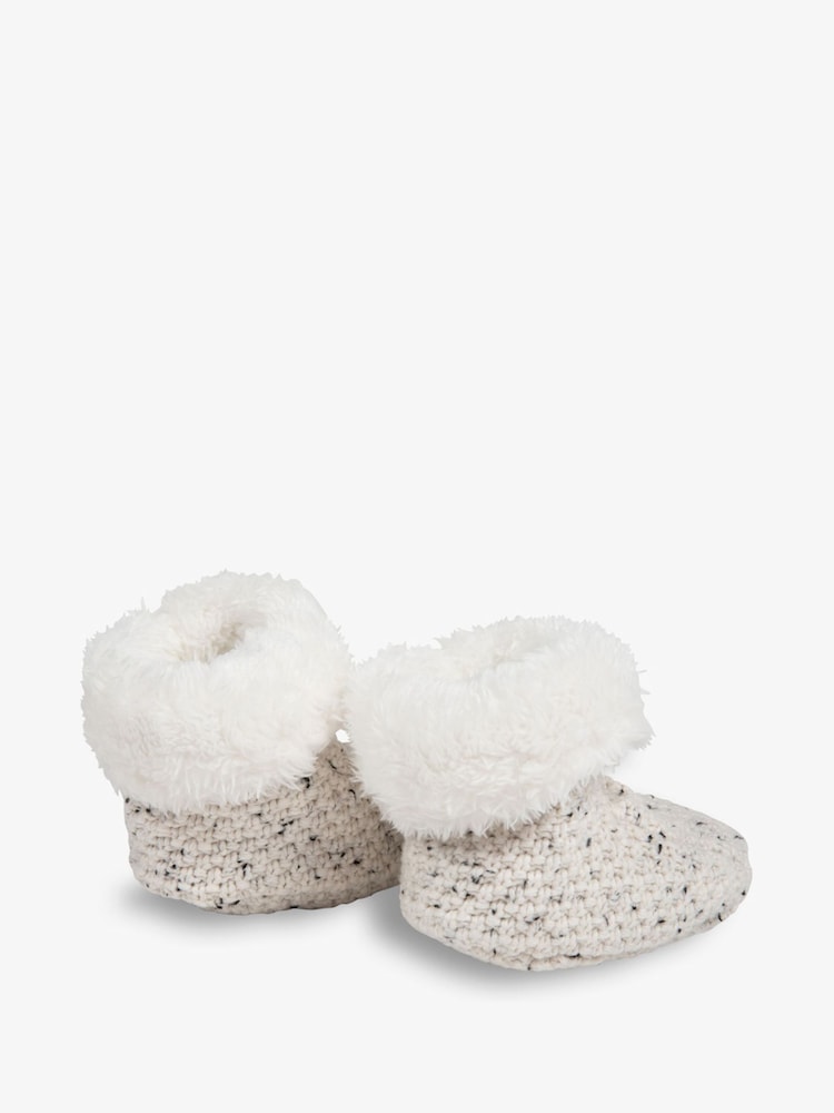 Naravni - The Little Tailor dojenček Natural Knitted Plush Lined copatki za dojenčke - Slika 2 iz 4