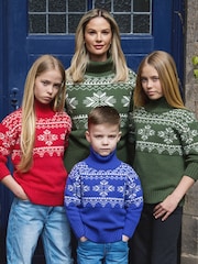 The Little Tailor Snowflake Chunky Knit Slouch Christmas Jumper - Image 3 of 7