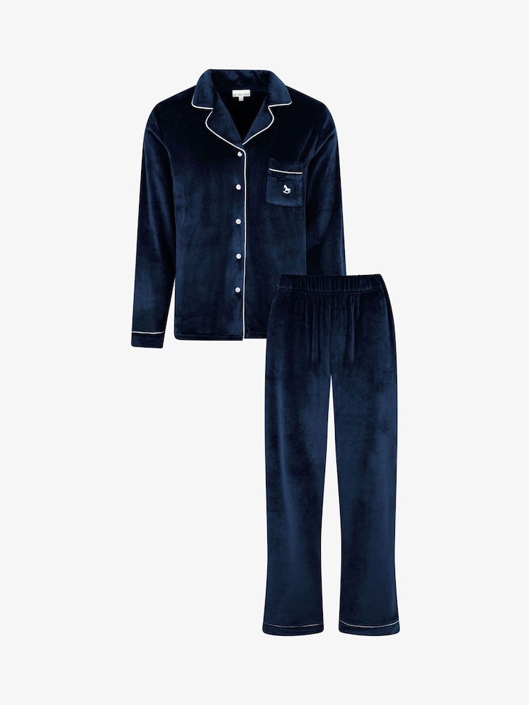 Bleu - The Little Tailor Pyjama de Noël en velours doux de luxe - Image 3 of 11