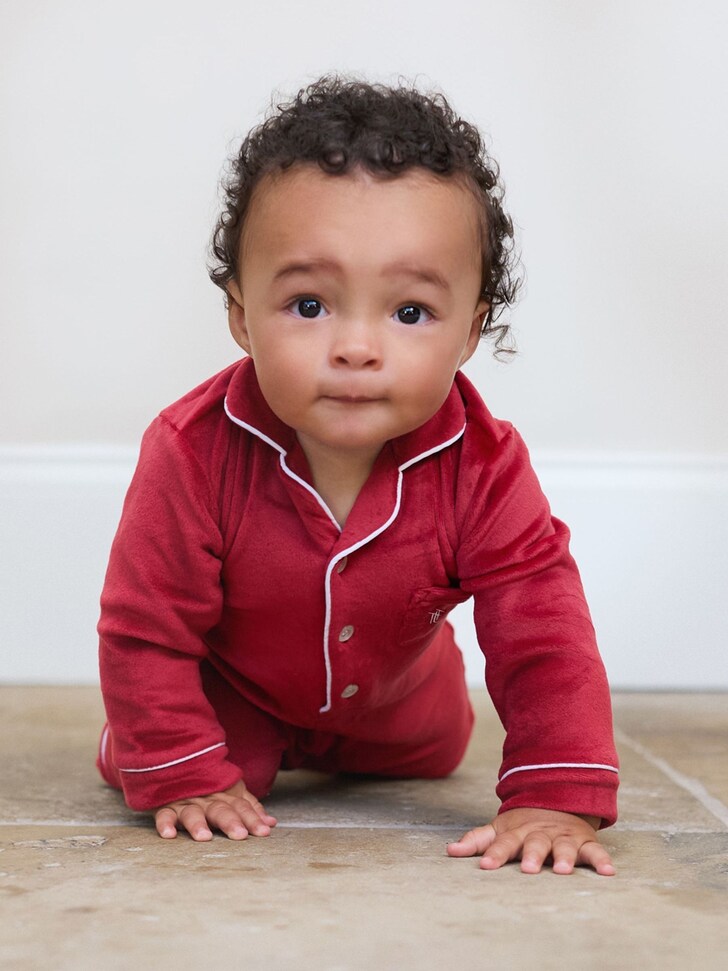 The Little Tailor Blue Luxury Soft Touch Velour Onsie Rompersuit