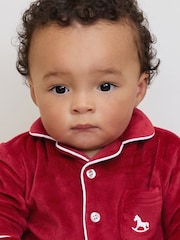 The Little Tailor Baby Luxury Soft Touch Velour Christmas Onsie Rompersuit - Image 2 of 5